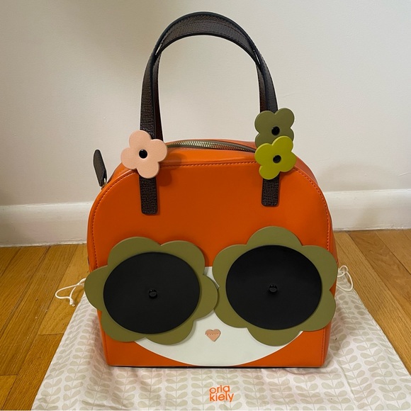 NEW Orla Kiely Retro 1960s Orange Lola Applique Handbag Purse - Picture 2 of 7